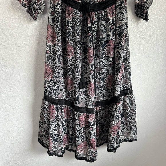 Lucky Brand Boho 3/4 Sleeve Midi Tiered Dress - Picture 3 of 6